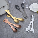 Maxbell 3 in 1 Spork Fork Spoon Knife Camping Utensil for Backpacking Picnic Kitchen Silver