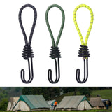 10Pcs Bungee Cord with Hook Portable for Camping Accessories Tarpaulin Tarps Black