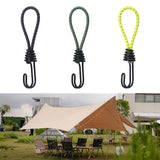 10Pcs Bungee Cord with Hook Portable for Camping Accessories Tarpaulin Tarps Black