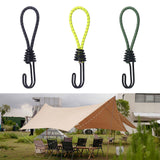 10Pcs Bungee Cord with Hook Portable for Camping Accessories Tarpaulin Tarps Black