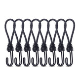 10Pcs Bungee Cord with Hook Portable for Camping Accessories Tarpaulin Tarps Black