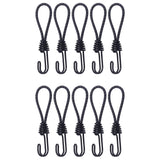 10Pcs Bungee Cord with Hook Portable for Camping Accessories Tarpaulin Tarps Black