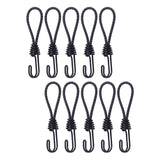 10Pcs Bungee Cord with Hook Portable for Camping Accessories Tarpaulin Tarps Black