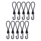 10Pcs Bungee Cord with Hook Portable for Camping Accessories Tarpaulin Tarps Black