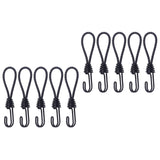 10Pcs Bungee Cord with Hook Portable for Camping Accessories Tarpaulin Tarps Black