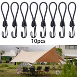 10Pcs Bungee Cord with Hook Portable for Camping Accessories Tarpaulin Tarps Black