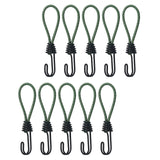 Maxbell 10Pcs Bungee Cord with Hook Portable for Camping Accessories Tarpaulin Tarps Green