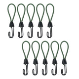 Maxbell 10Pcs Bungee Cord with Hook Portable for Camping Accessories Tarpaulin Tarps Green