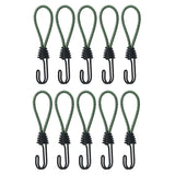 Maxbell 10Pcs Bungee Cord with Hook Portable for Camping Accessories Tarpaulin Tarps Green