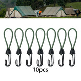 Maxbell 10Pcs Bungee Cord with Hook Portable for Camping Accessories Tarpaulin Tarps Green