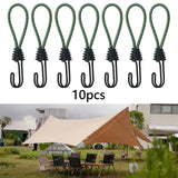 Maxbell 10Pcs Bungee Cord with Hook Portable for Camping Accessories Tarpaulin Tarps Green