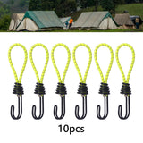 Maxbell 10Pcs Bungee Cord with Hook Portable for Camping Accessories Tarpaulin Tarps Yellow