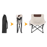 Maxbell Folding Camping Chair Nonslip Portable Foldable Chair for BBQ Fishing Hiking Beige White