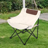 Maxbell Folding Camping Chair Nonslip Portable Foldable Chair for BBQ Fishing Hiking Beige White