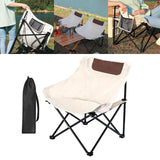 Maxbell Folding Camping Chair Nonslip Portable Foldable Chair for BBQ Fishing Hiking Beige White