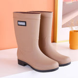 Maxbell Women's Rain Boots Waterproof Boots Rain Shoes for Outdoor Camping Traveling Khaki EU Size 37