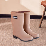 Maxbell Maxbell Women's Rain Boots Waterproof Boots Rain Shoes for Outdoor Camping Traveling Khaki EU Size 38