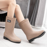 Maxbell Maxbell Women's Rain Boots Waterproof Boots Rain Shoes for Outdoor Camping Traveling Khaki EU Size 38