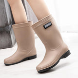 Maxbell Maxbell Women's Rain Boots Waterproof Boots Rain Shoes for Outdoor Camping Traveling Khaki EU Size 38