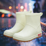 Maxbell Women Rain Boots Waterproof Anti Slip Rainboots for Outdoor Hiking Traveling 235cmx17cm white