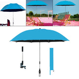 Maxbell 42" Beach Chair Umbrella with Clamp Universal Multipurpose Stroller Umbrella Lake Blue