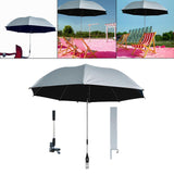 Maxbell 42" Beach Chair Umbrella with Clamp Universal Multipurpose Stroller Umbrella Silvery