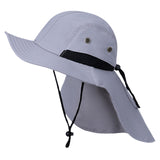 Maxbell Fishing Hat Outdoor Breathable Sun Protective Hunting Sun Hat with Neck Flap Light Gray