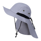 Maxbell Fishing Hat Outdoor Breathable Sun Protective Hunting Sun Hat with Neck Flap Light Gray