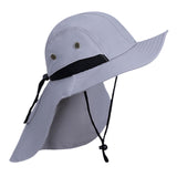 Maxbell Fishing Hat Outdoor Breathable Sun Protective Hunting Sun Hat with Neck Flap Light Gray