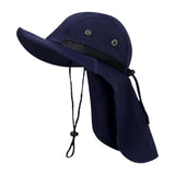 Maxbell Fishing Hat Outdoor Breathable Sun Protective Hunting Sun Hat with Neck Flap Deep Blue