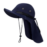 Maxbell Fishing Hat Outdoor Breathable Sun Protective Hunting Sun Hat with Neck Flap Deep Blue