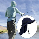 Maxbell Fishing Hat Outdoor Breathable Sun Protective Hunting Sun Hat with Neck Flap Deep Blue