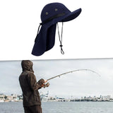 Maxbell Fishing Hat Outdoor Breathable Sun Protective Hunting Sun Hat with Neck Flap Deep Blue