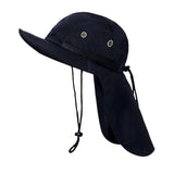 Maxbell Fishing Hat Outdoor Breathable Sun Protective Hunting Sun Hat with Neck Flap Black