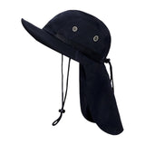 Maxbell Fishing Hat Outdoor Breathable Sun Protective Hunting Sun Hat with Neck Flap Black