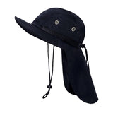 Maxbell Fishing Hat Outdoor Breathable Sun Protective Hunting Sun Hat with Neck Flap Black