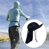 Maxbell Fishing Hat Outdoor Breathable Sun Protective Hunting Sun Hat with Neck Flap Black