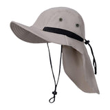 Maxbell Fishing Hat Outdoor Breathable Sun Protective Hunting Sun Hat with Neck Flap Khaki