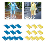 Maxbell 10x Emergency Raincoats Camping with Drawstring Hood Disposable Rain Ponchos Blue