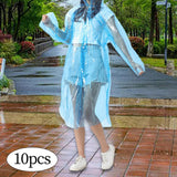 Maxbell 10x Emergency Raincoats Camping with Drawstring Hood Disposable Rain Ponchos Blue