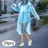 Maxbell 10x Emergency Raincoats Camping with Drawstring Hood Disposable Rain Ponchos Blue