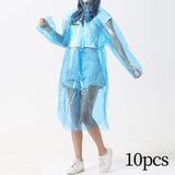 Maxbell 10x Emergency Raincoats Camping with Drawstring Hood Disposable Rain Ponchos Blue