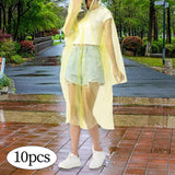 Maxbell 10x Emergency Raincoats Camping with Drawstring Hood Disposable Rain Ponchos Yellow
