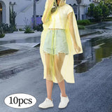 Maxbell 10x Emergency Raincoats Camping with Drawstring Hood Disposable Rain Ponchos Yellow
