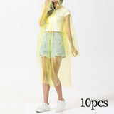 Maxbell 10x Emergency Raincoats Camping with Drawstring Hood Disposable Rain Ponchos Yellow