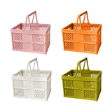 Maxbell Foldable Picnic Basket Medium Shopping Basket for Barbecue Household Outdoor Pink