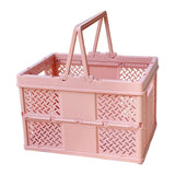 Maxbell Foldable Picnic Basket Medium Shopping Basket for Barbecue Household Outdoor Pink