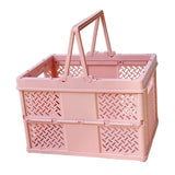 Maxbell Foldable Picnic Basket Medium Shopping Basket for Barbecue Household Outdoor Pink