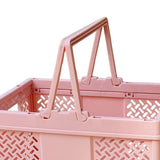 Maxbell Foldable Picnic Basket Medium Shopping Basket for Barbecue Household Outdoor Pink