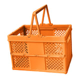 Maxbell Foldable Picnic Basket Medium Shopping Basket for Barbecue Household Outdoor Orange